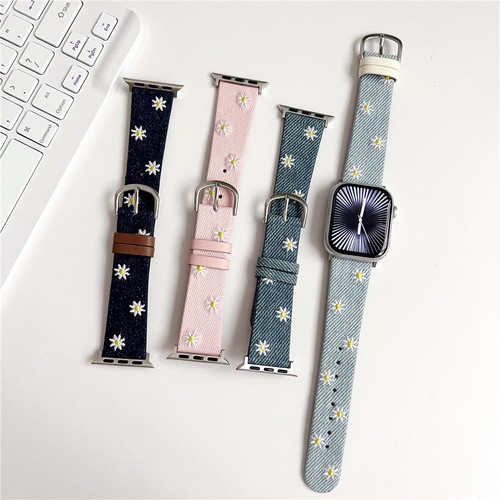 Cinturino donna denim floreale